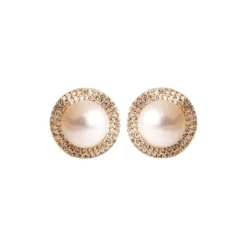 ORANGE SYMBOL Freshwater Pearl Clip On Earrings Women's