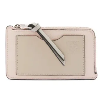 LOEWE Soft Grained Calfskin Card Holder Women's Smooth Stone Pink Puffed Wheat