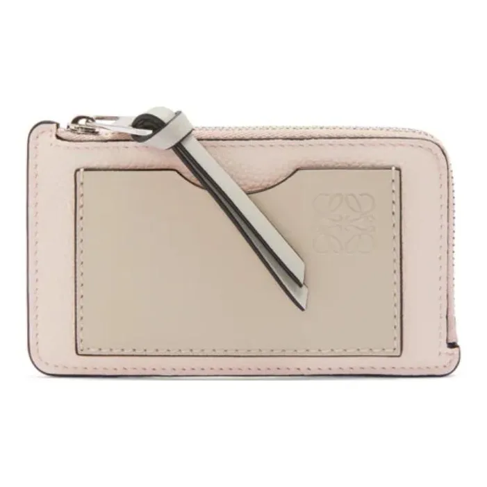 LOEWE Soft Grained Calfskin Card Holder Women's Smooth Stone Pink Puffed Wheat-0