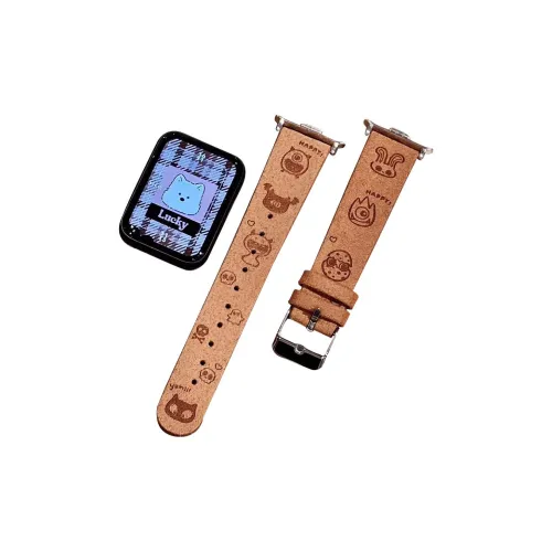 Mr. Strap Watch Band Red Beige Compatibility Velvet Leather Wrist Strap Material