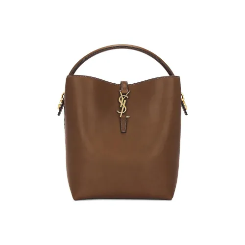 SAINT LAURENT Leather Bucket Bags Shoulder Bag Crossbody Bag Handbag Women's Woody Brown