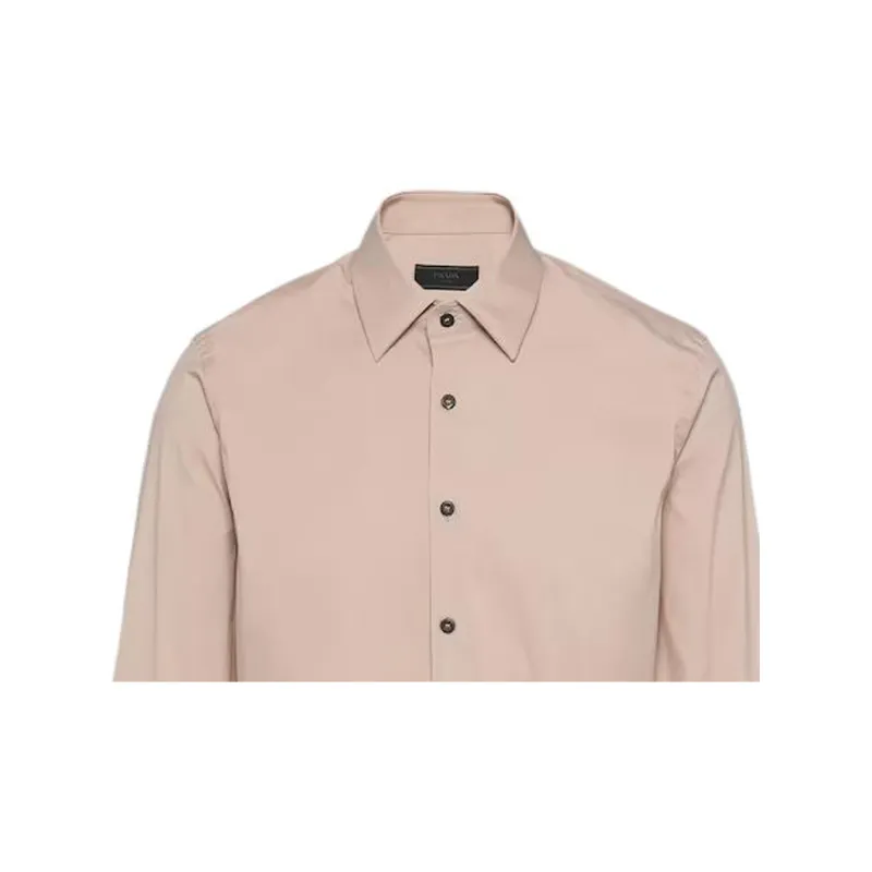 PRADA Stretch Cotton Shirt Men's Beige-3