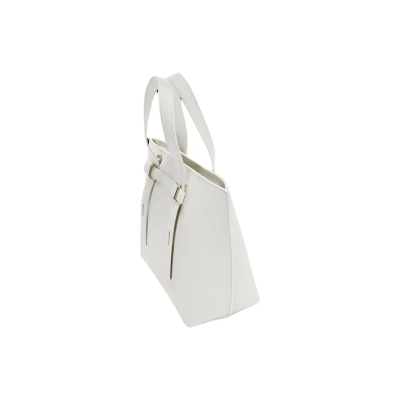 Furla Grain Leather Tote Bag, Shopping Bag, Handbag Medium Size Women's White-2