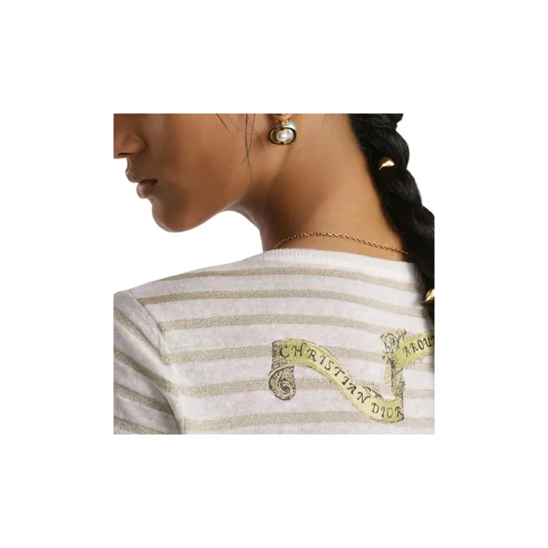 DIOR SS25 T Shirt Women's White Gold-4