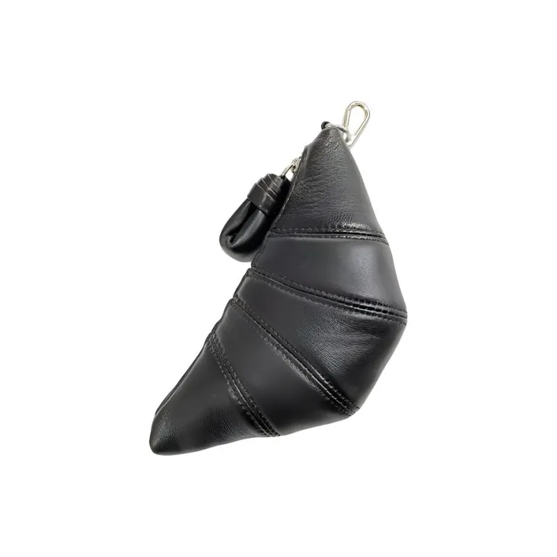 Lemaire Croissant Series Cow Leather Coin Purse Mini Unisex Chocolate-1