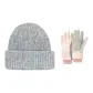 Gray Hats & Caps+Pink Glove