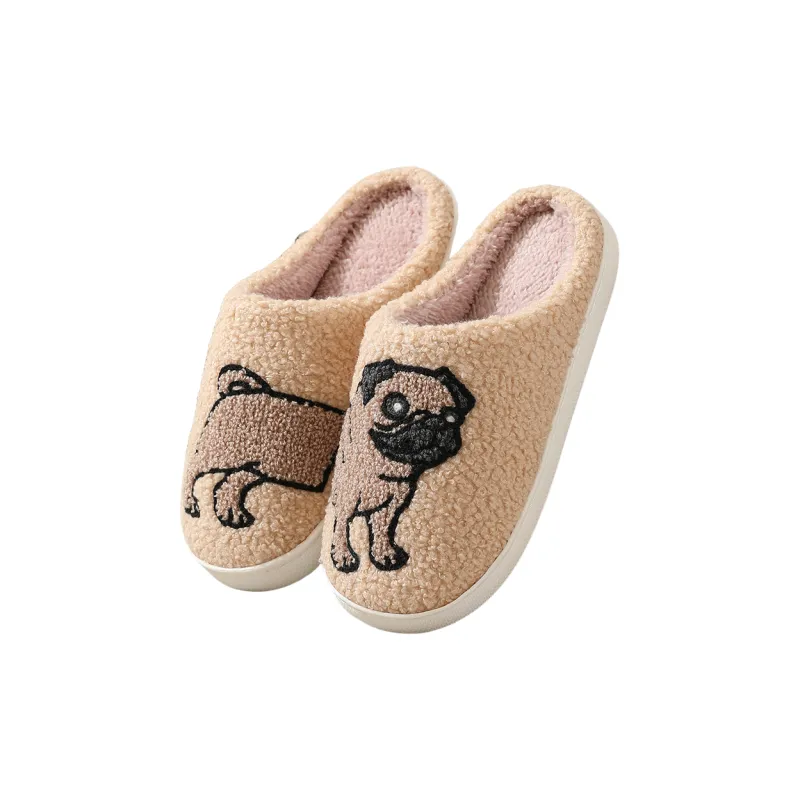 Meter Fall And Winter Women's Cute Cartoon Dog Cotton Slippers Home Indoor Slip Resistant Cotton Slipper Shoes-3