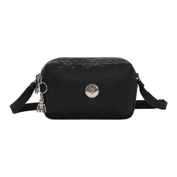 Kipling Polyamide Camera Bag, Shoulder Bag, Crossbody Bag Small Size Unisex Pleated Color Toned Black