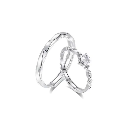 TRUE ME Zircon 999 Fine Silver Rings Unisex