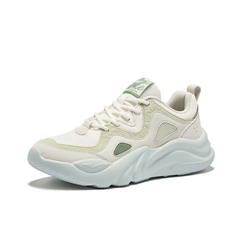Erke Anti Slip Wear Resistant Low Top Casual Shoes Women's Beige Green-2