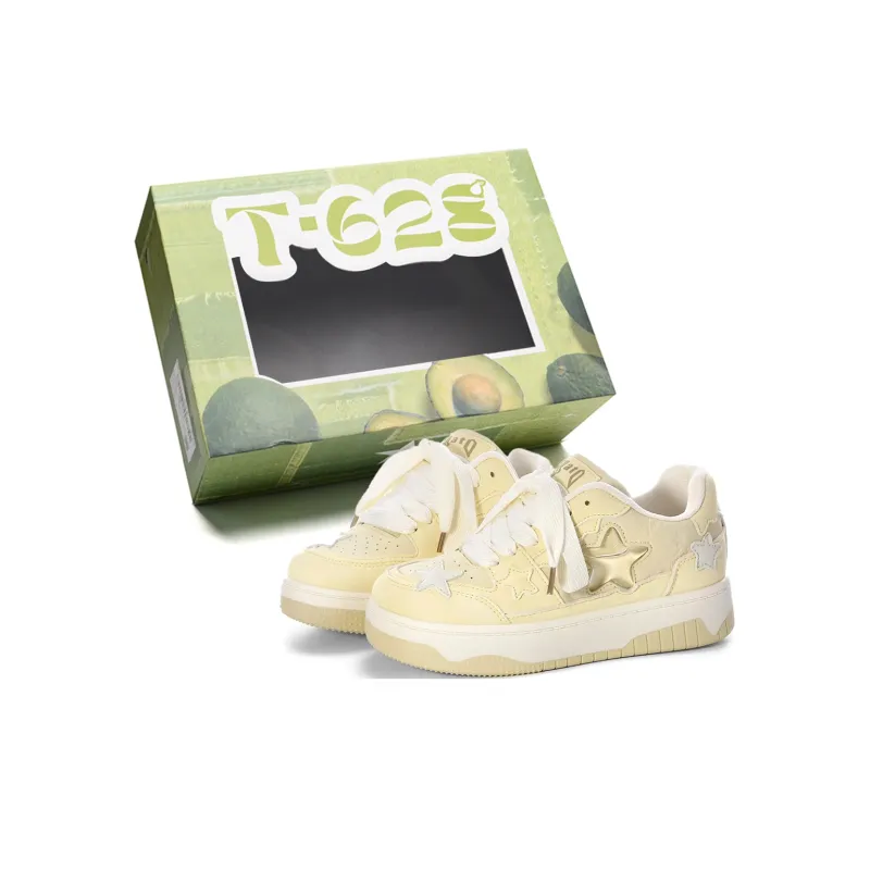 T628 Stars Puffy Shoes Slip Resistant, Abrasion Resistant, Lightweight Low Top Skateboard Shoes Unisex Box-0