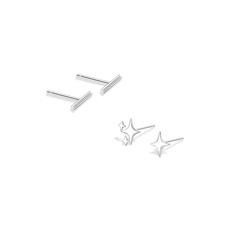 BLANK IN BLANK Sterling Silver Stud Earrings Women's Bestie Couple Birthday Gift For Girlfriend-6