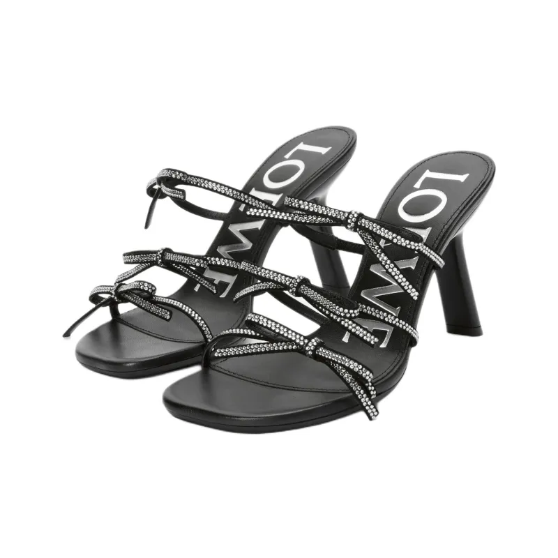 LOEWE Petal Slide Slippers 9cm Women's Black-1