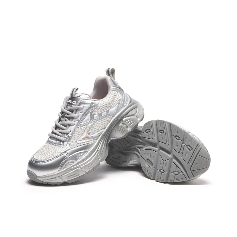 Hotwind Millennium Galaxy Series Abrasion Resistant Breathable Low Top Chunky Sneakers Women's Liquid Silver-3