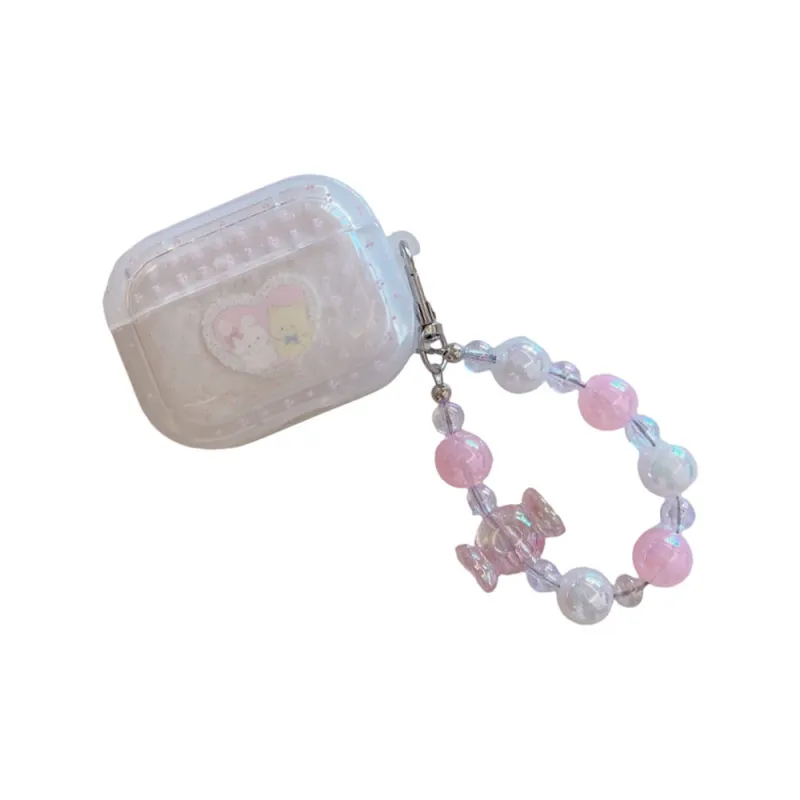 Baohuguang Compatible With AirPods 1/pro/2 TPU Early Spring Pink Small Floral Rabbit Headphone Cases-1