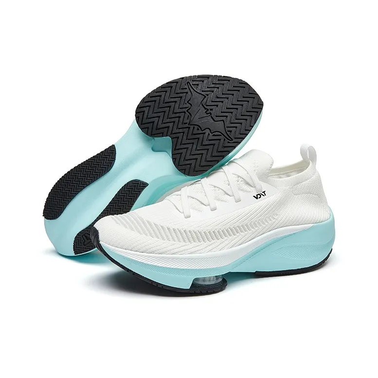 VOIT Cushioning, Slip Resistant, And Abrasion Resistant Low Top Running Shoes Unisex White Blue-3