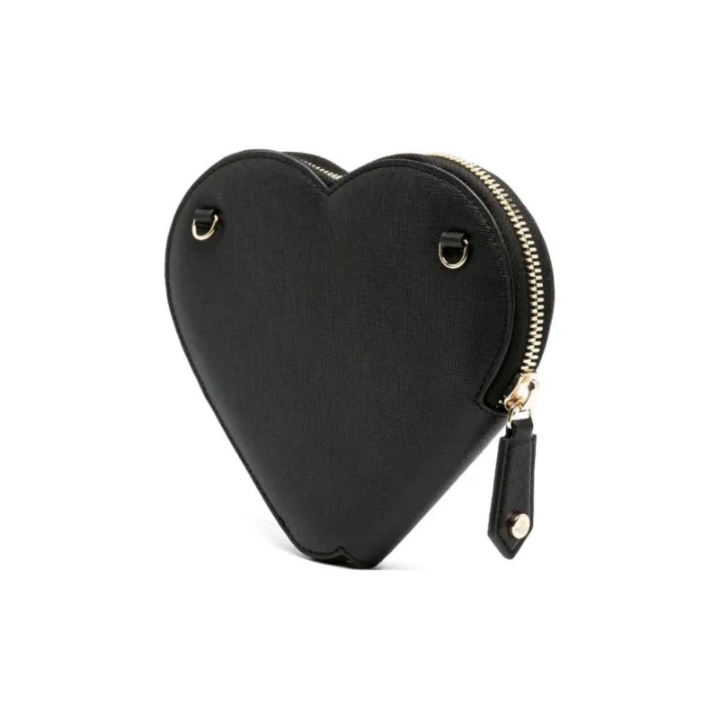 Vivienne Westwood Cow Leather Heart Shaped Bag, Shoulder Bag, Crossbody Bag Trumpets Women's Black-2