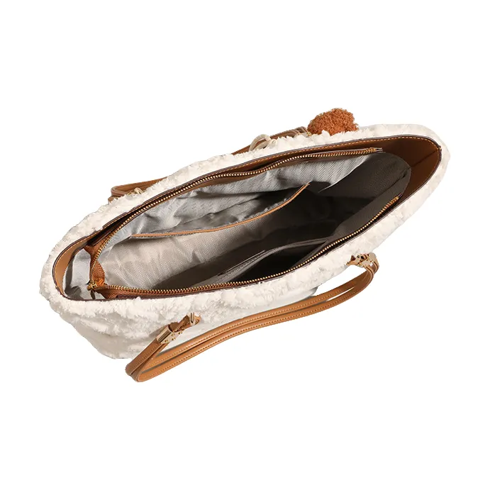 PAYOT Microfiber Synthetic Leather Shoulder Bag Regular Women's Ecru-3