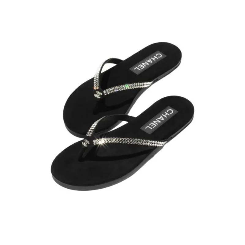 CHANEL Flip Flops Women's Black-2