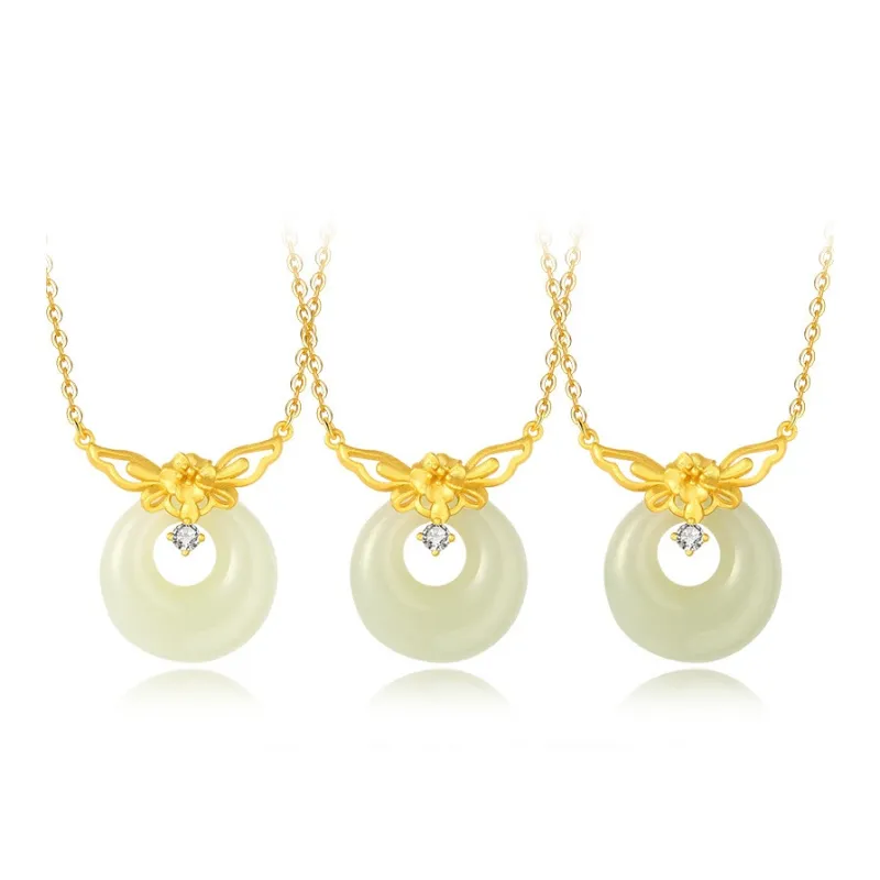 WEITIANXUAN Hetian Jade Necklaces White Jade/Pale Greenish White Jade Unisex-1