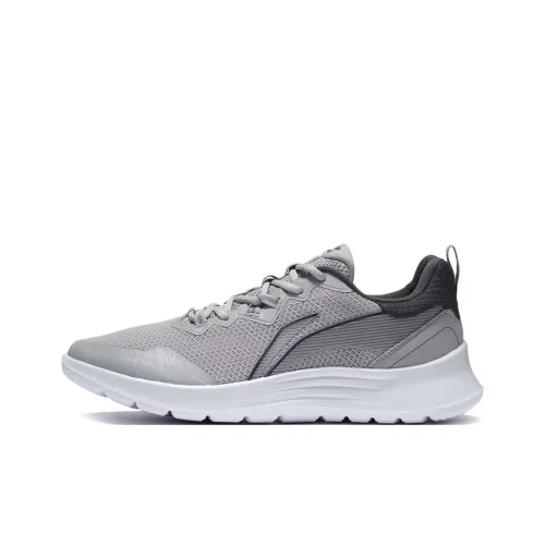 LiNing Slip Resistant And Abrasion Resistant Support Low Top Casual Running Shoes Men's Gray