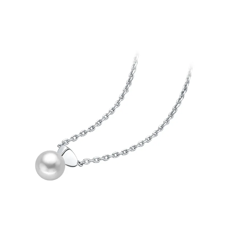 BABYBEI 925 Sterling Silver 18K White Gold Plated Shell Pearl Necklaces Women's-1