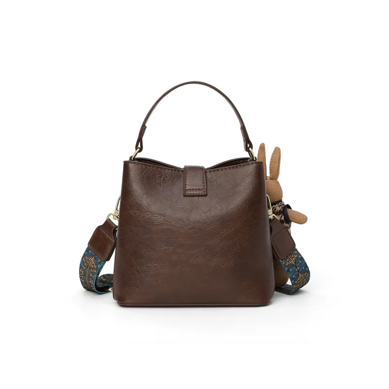 PT'SON Synthetic Leather Handbag, Shoulder Bag, Crossbody Bag, Bucket Bag Regular Women's Coffee-3