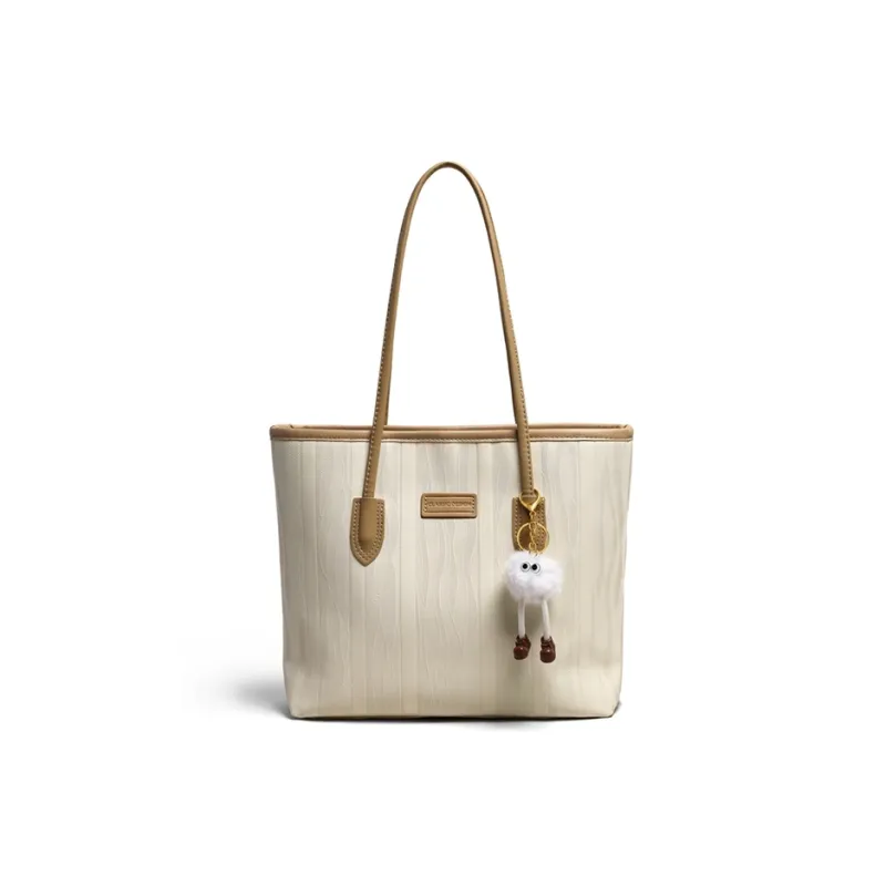 VINEY Cow Leather Shoulder Bag Tote Tubas Women's Ecru-4