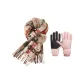Scarf+Pink Fleece-Lined Windproof Glove