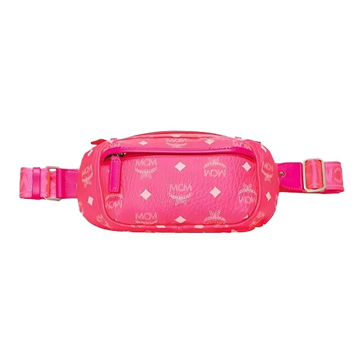 MCM Essential Visetos Origina Fabric Fanny Pack Crossbody Bags Small Size Women's Pink-5