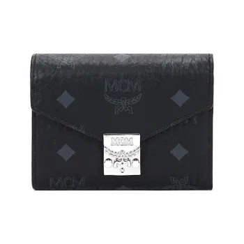 MCM Patricia Visetos Leather Wallet Women's Black