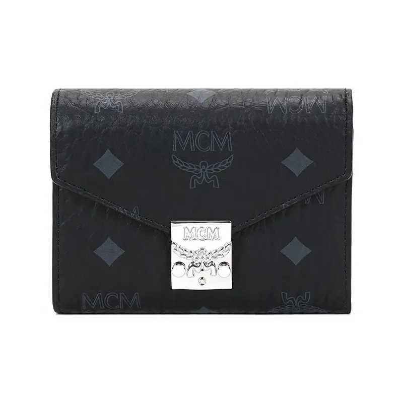 MCM Patricia Visetos Leather Wallet Women's Black-0