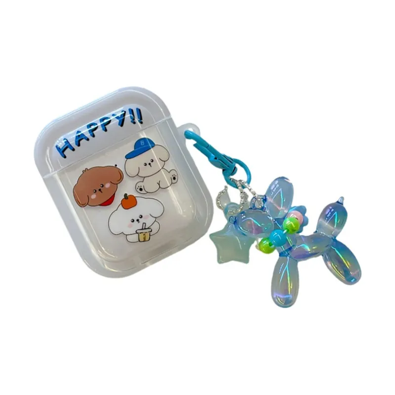 Baohuguang Compatible With AirPods 2/1/pro TPU Cute Cartoon Three Puppies Fully Enclosed Headphone Cases-1