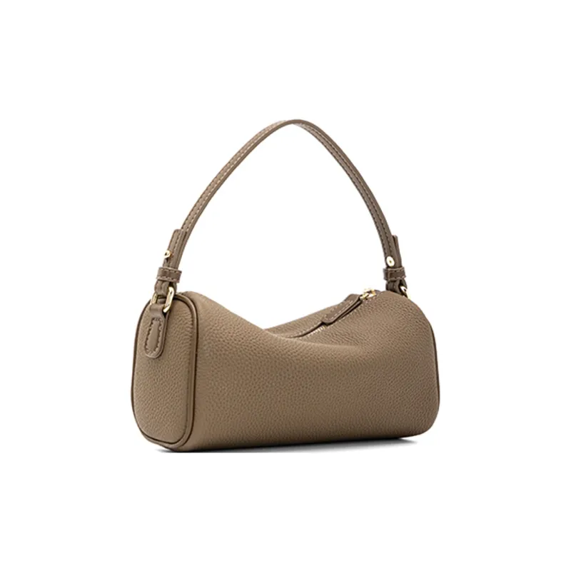 HONGU Cow Leather One Shoulder Handbag Trumpets Women's Elephant Gray Pitch Black-2