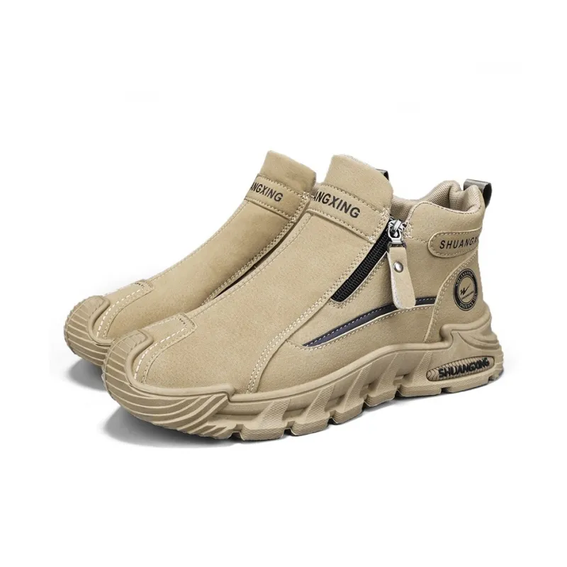 Binary Work Boots Men High Top Khaki-2
