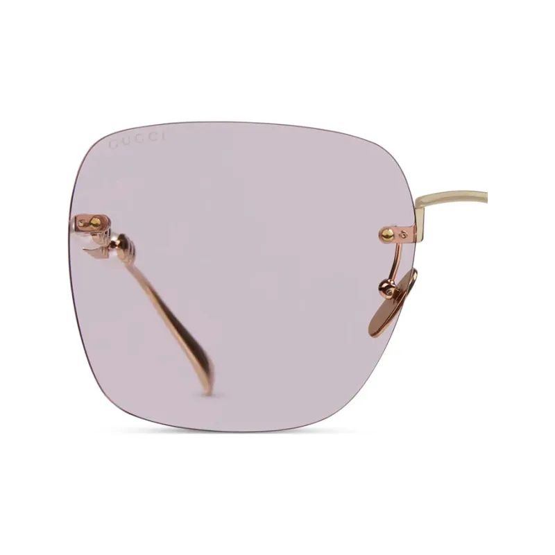 GUCCI Metal Square Sunglasses Women's Gold-2