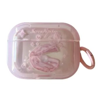 Baohuguang Compatible With AirPods Pro 2/3/1 TPU Ins Girlish Heart Pink Pearl Shell Headphone Cases
