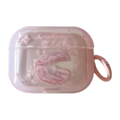 Baohuguang Compatible With AirPods Pro 2/3/1 TPU Ins Girlish Heart Pink Pearl Shell Headphone Cases