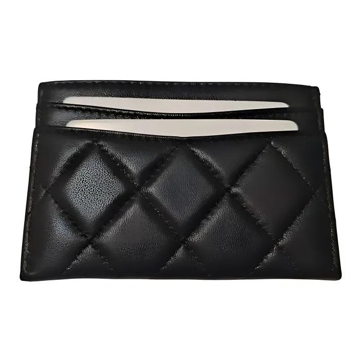 CHANEL Lambskin Card Holder Women's Black-1