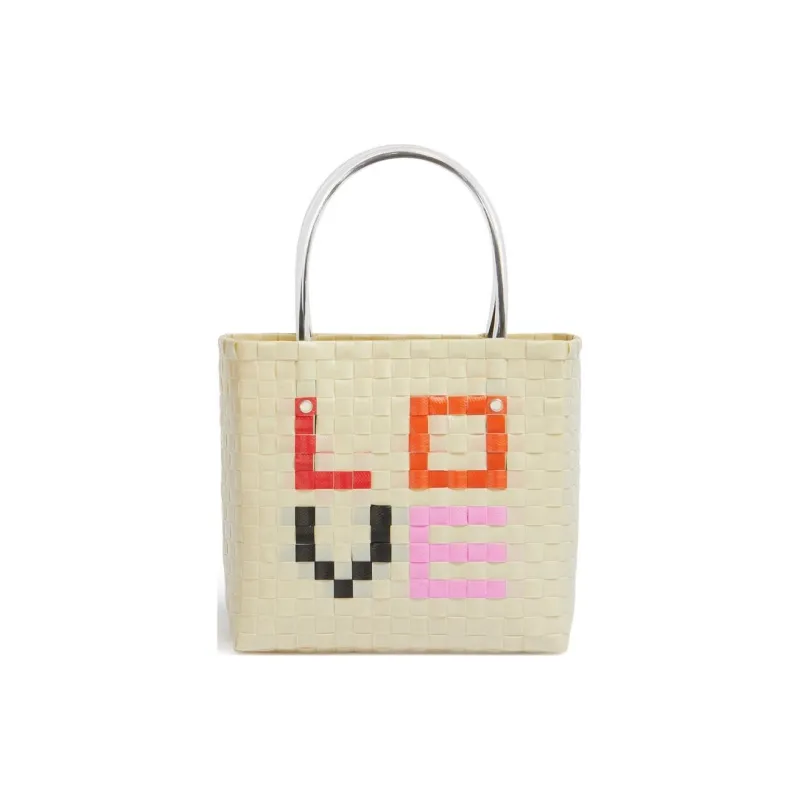 MARNI Polypropylene Tote Bag, Shopping Bag, Handbag Mini Women's White & Black-2
