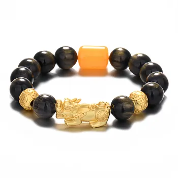 BLESSED BULLET Obsidian Bracelets Men's