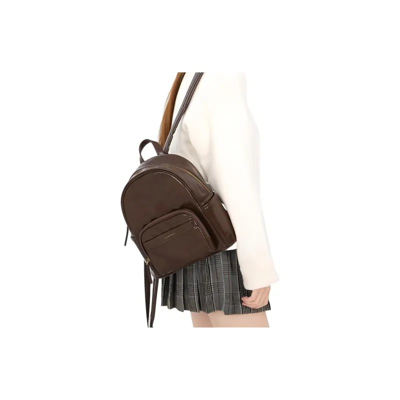OMI Synthetic Leather Backpack Regular Women's Apricot White/Black/Dark Coffee-15