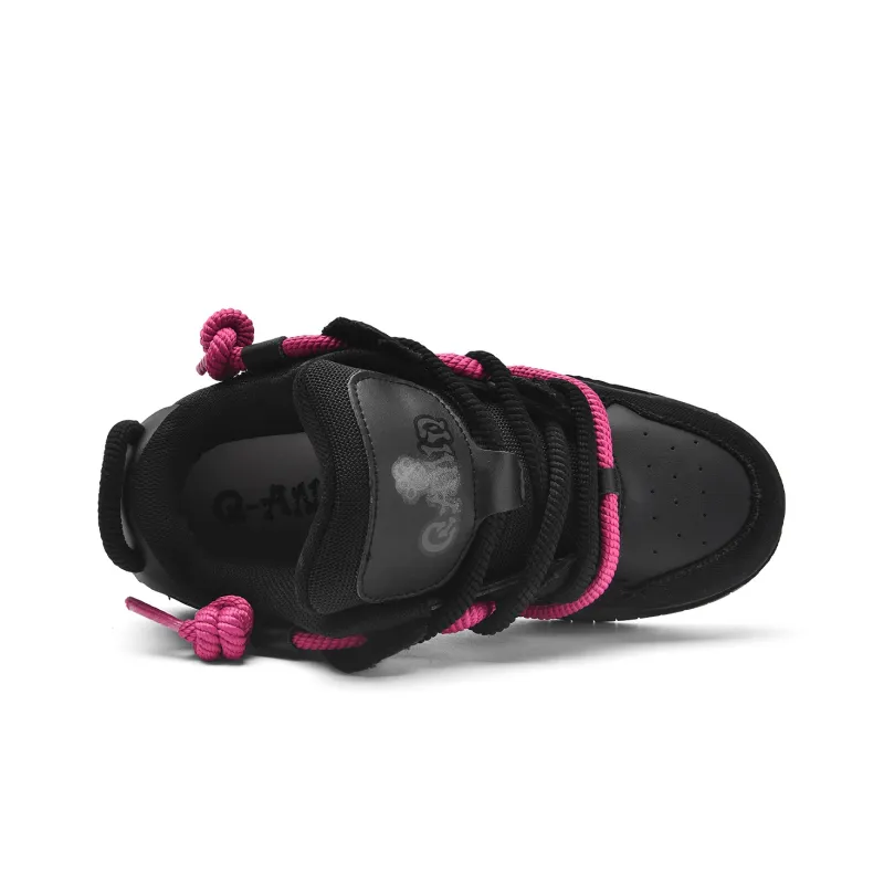 Q AND Puffy Shoes Anti Slip And Wear Resistant Height Increasing Low Top Skateboard Shoes Unisex-2