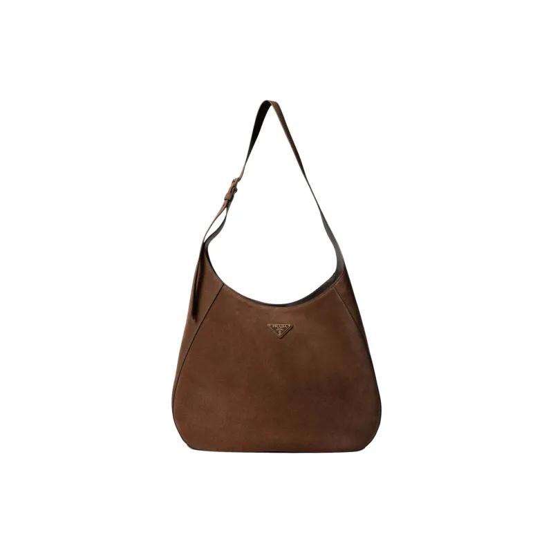 PRADA Suede Handbag, Shoulder Bag Women's Brown-0