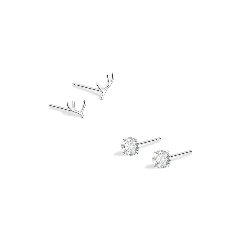 BLANK IN BLANK Sterling Silver Stud Earrings Women's Couple Bestie Female Friend Girl-15