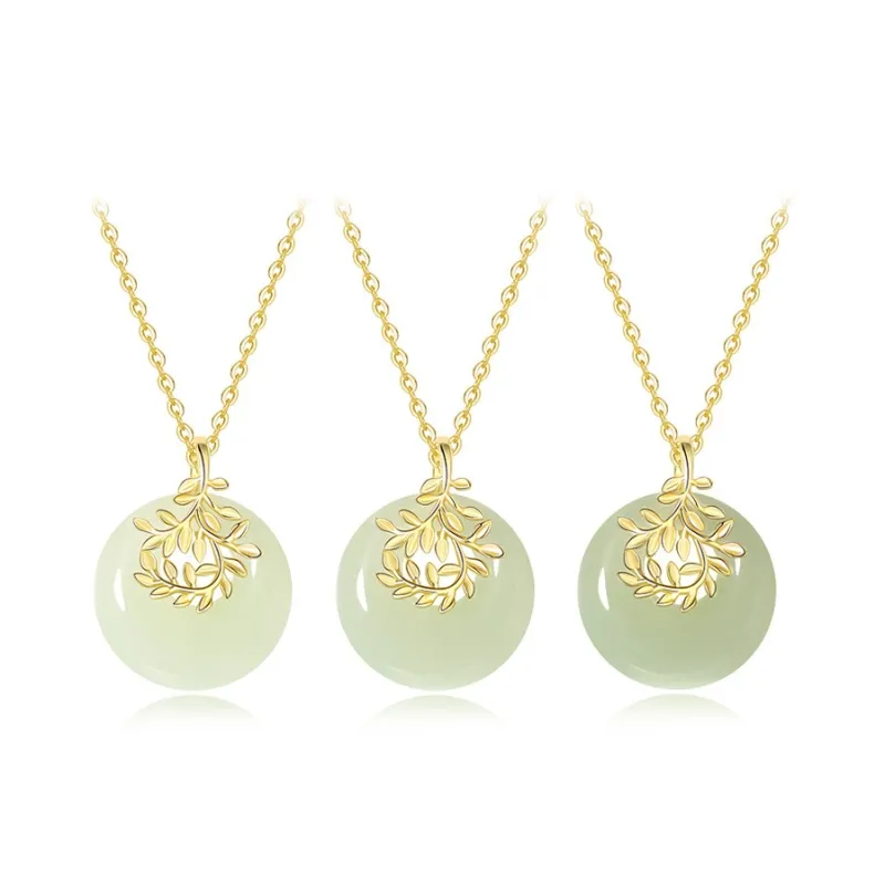 WEITIANXUAN Necklaces White Jade/Pale Greenish White Jade Unisex-5