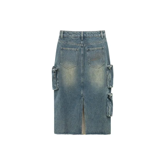 CHUU Casual Long Skirts Women's Light Denim Blue-1