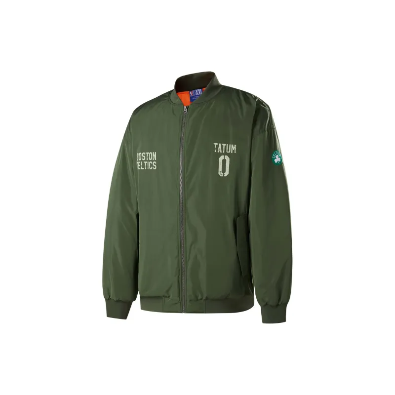 NBA Celtics Team Jackets Coats Unisex Army Green-2