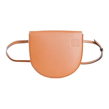 LOEWE Heel Cow Leather Semi-Round Horse Shoe Bag Crossbody Bag Shoulder Bag Women's Tan