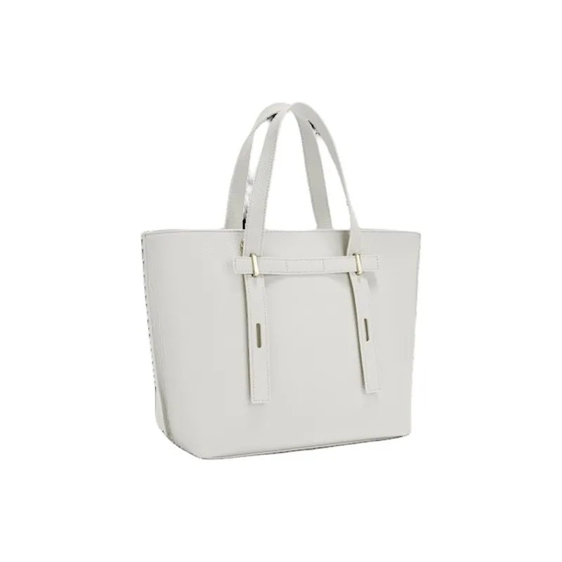 Furla Grain Leather Tote Bag, Shopping Bag, Handbag Medium Size Women's White-1